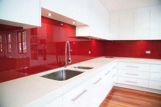 Coloured glass deals splashback