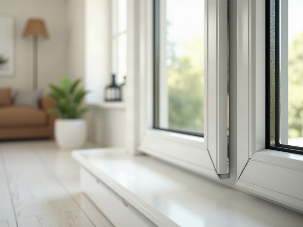 A double-glazed unit seen edge-on showing the two panes and the sealed spacer between them